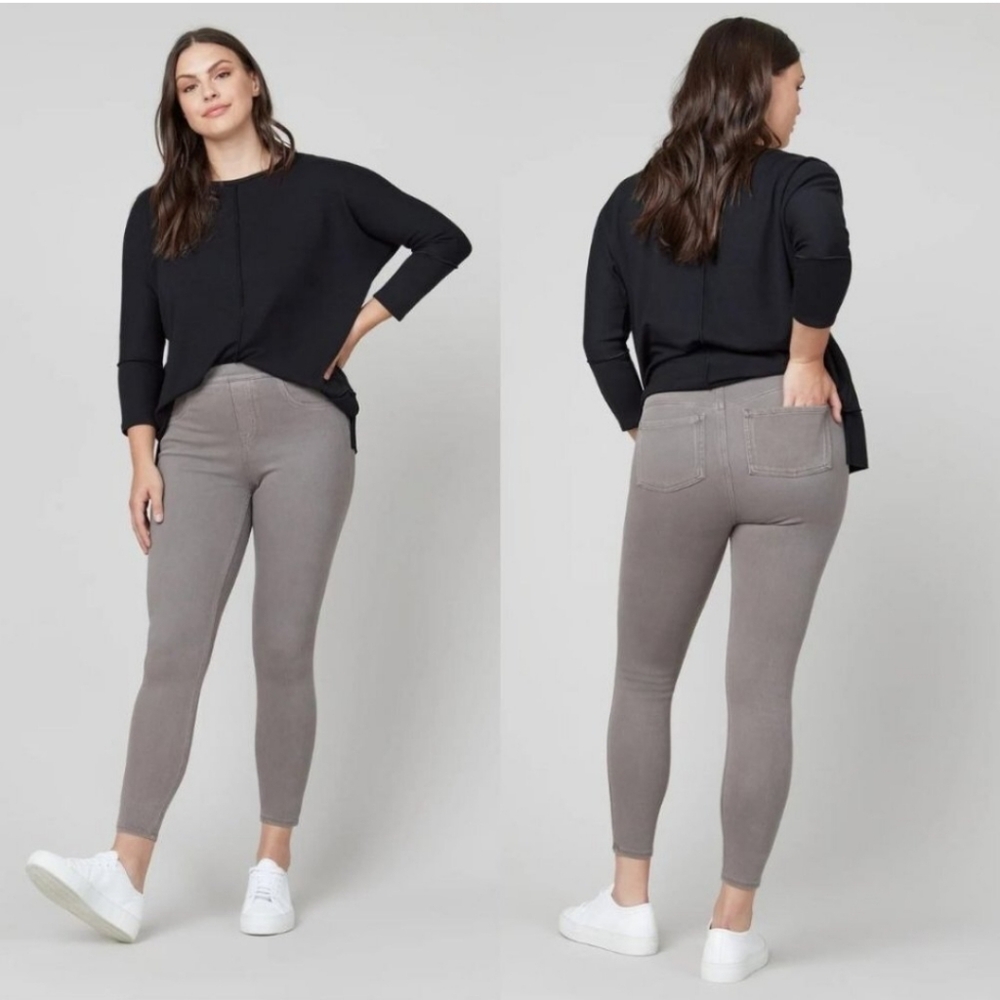 Spanx Jeanish High Waist Ankle Pull On Elastic Waist Stretch Jeggings Grey
